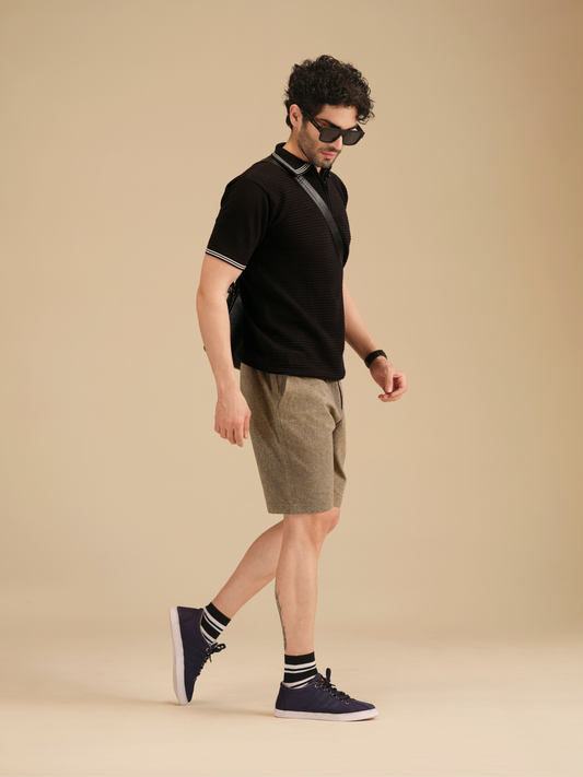 Men’s Linen Textured Cotton Shorts – Summer Casual Half Pants