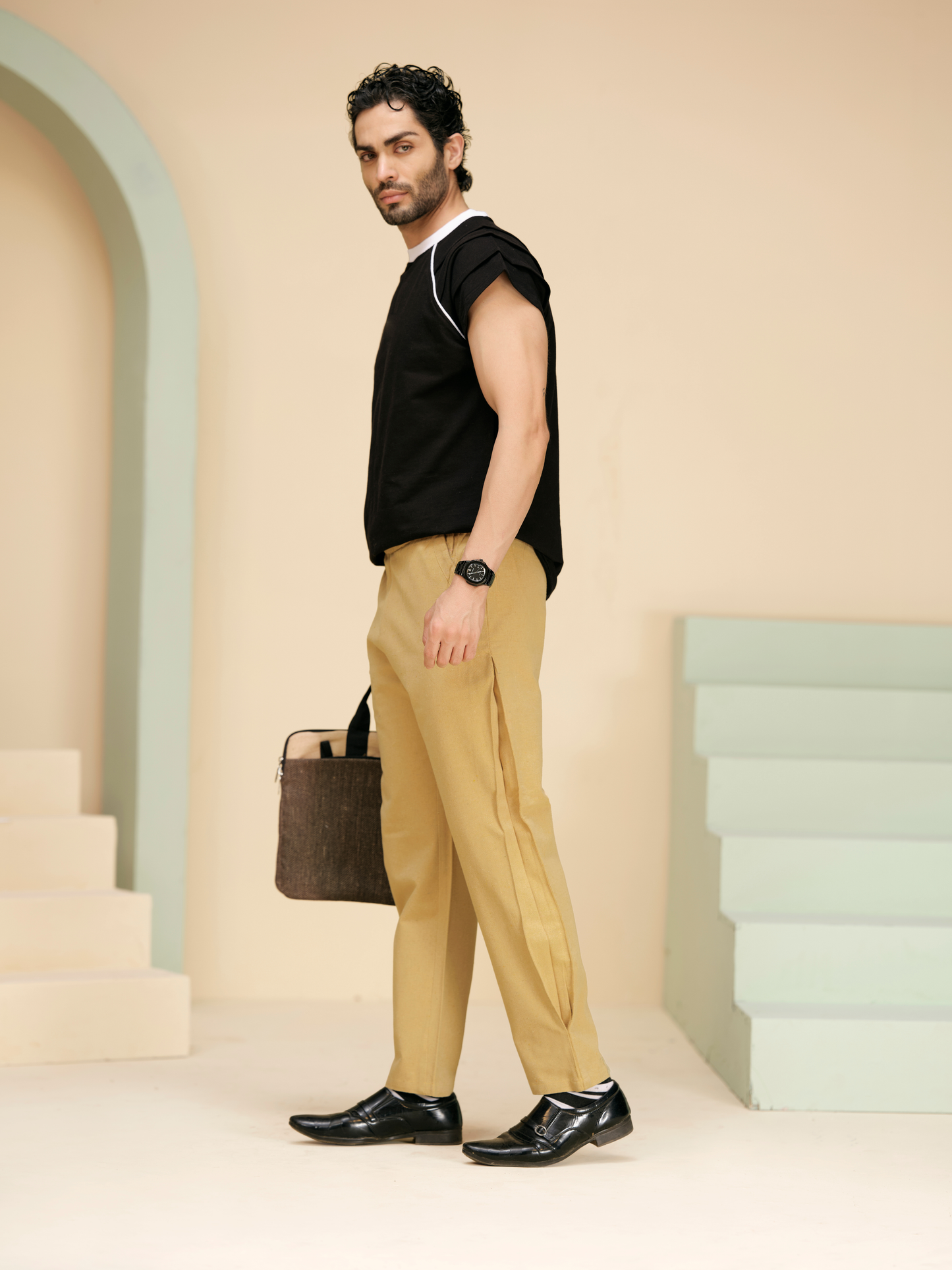 Men’s Cotton Casual Pants – Relaxed Fit Office wear Trousers