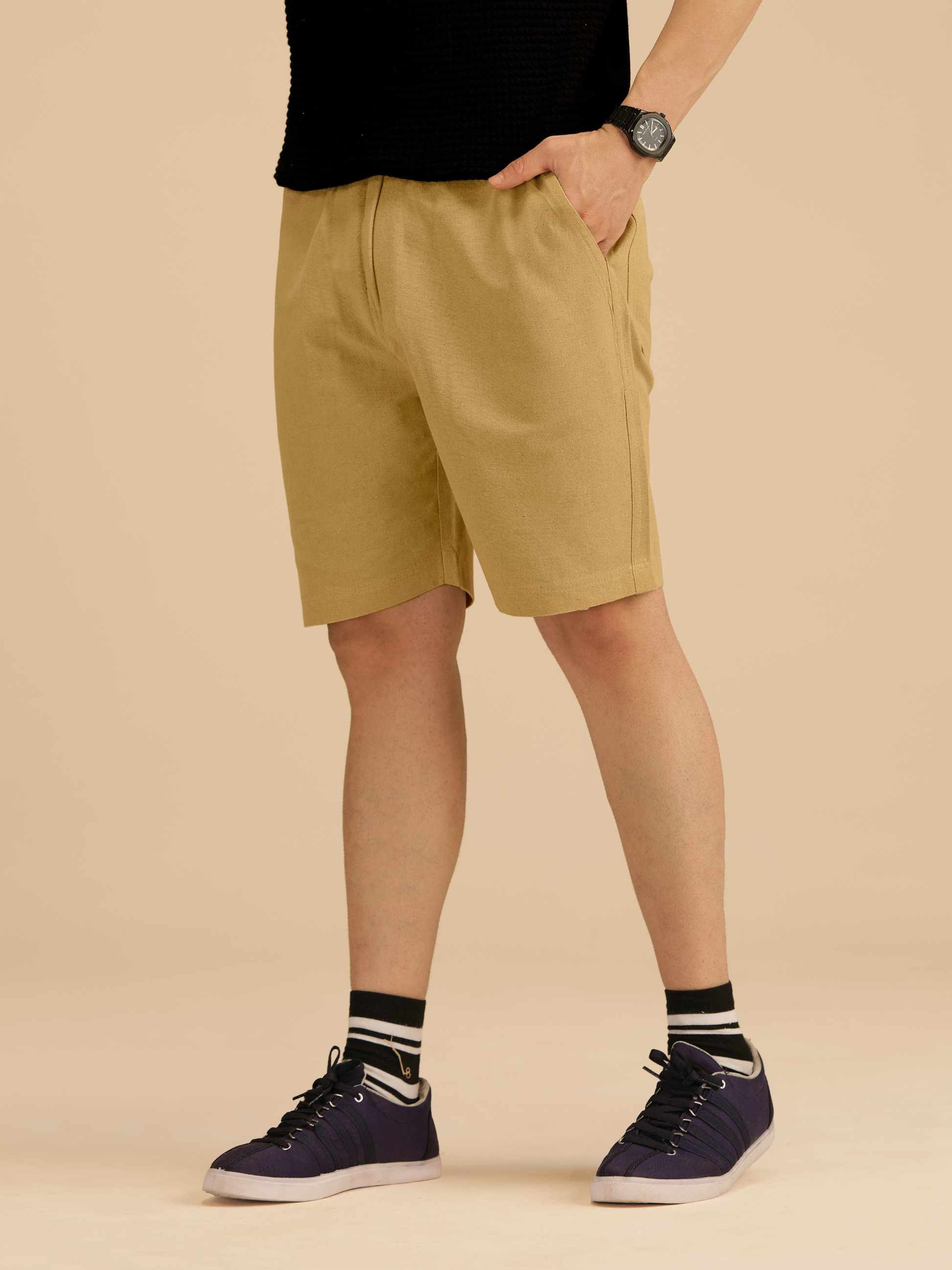 Men’s Cotton Half Pants – Relaxed Fit Drawstring Casual Shorts