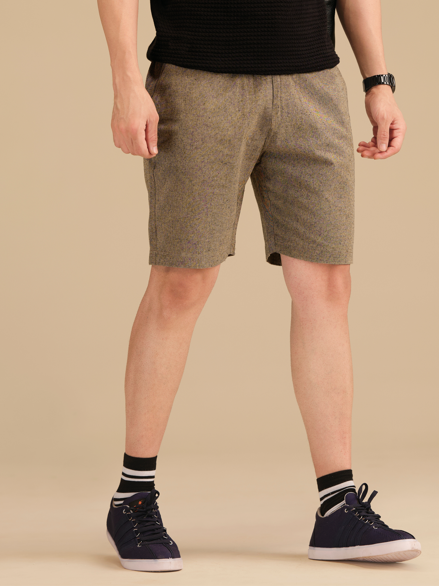 Men’s Linen Textured Cotton Shorts – Summer Casual Half Pants