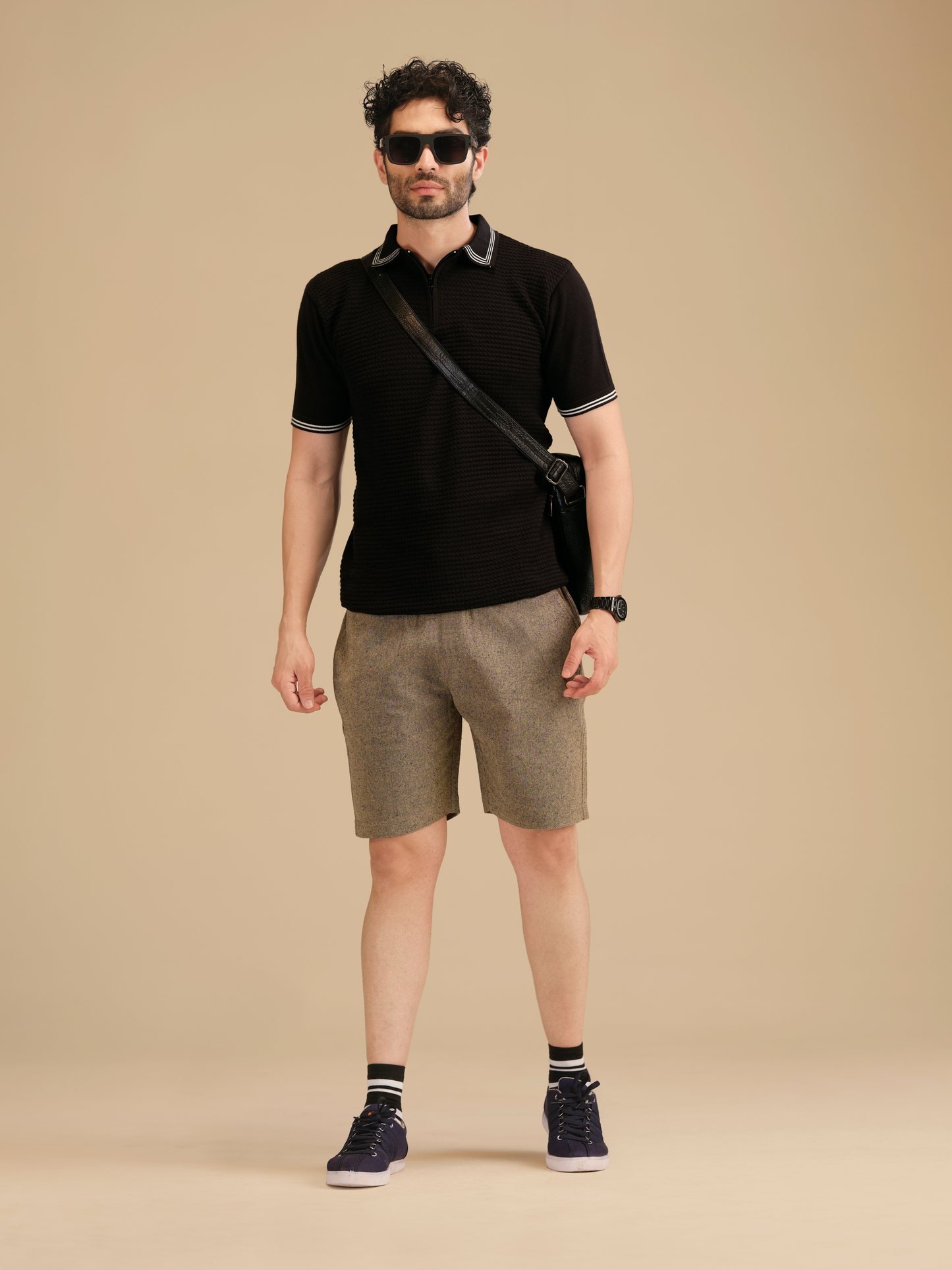 Men’s Linen Textured Cotton Shorts – Summer Casual Half Pants
