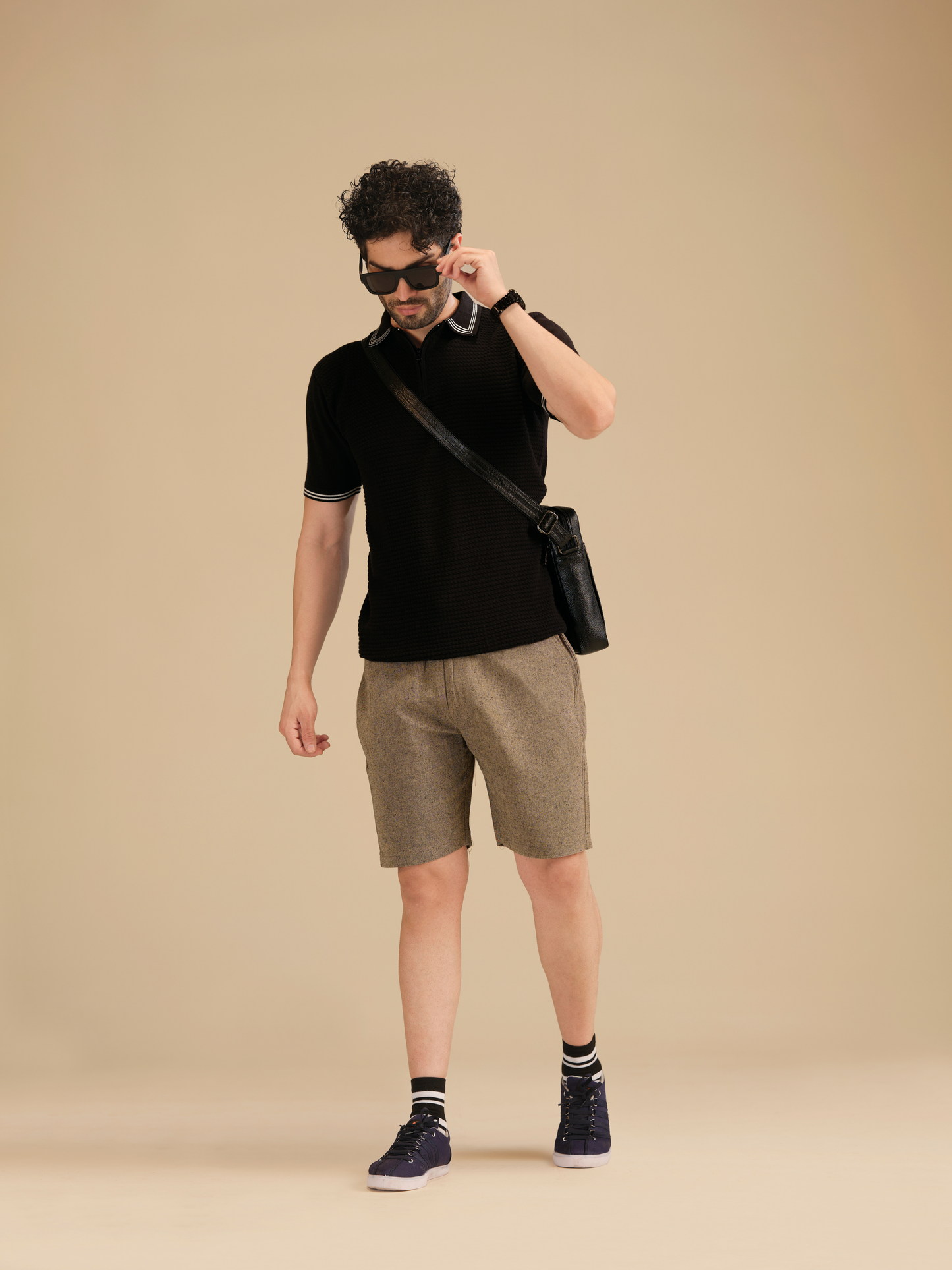 Men’s Linen Textured Cotton Shorts – Summer Casual Half Pants