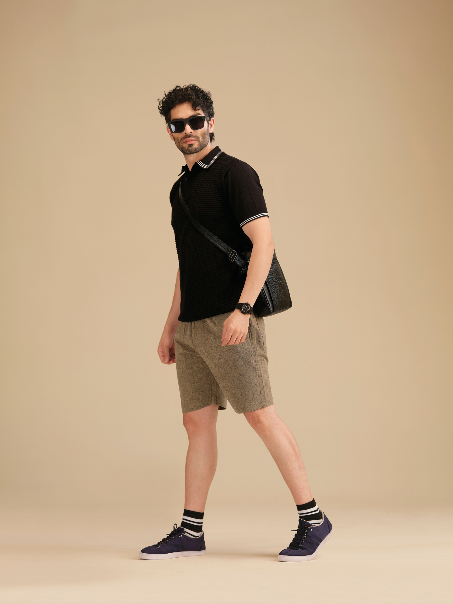 Men’s Linen Textured Cotton Shorts – Summer Casual Half Pants