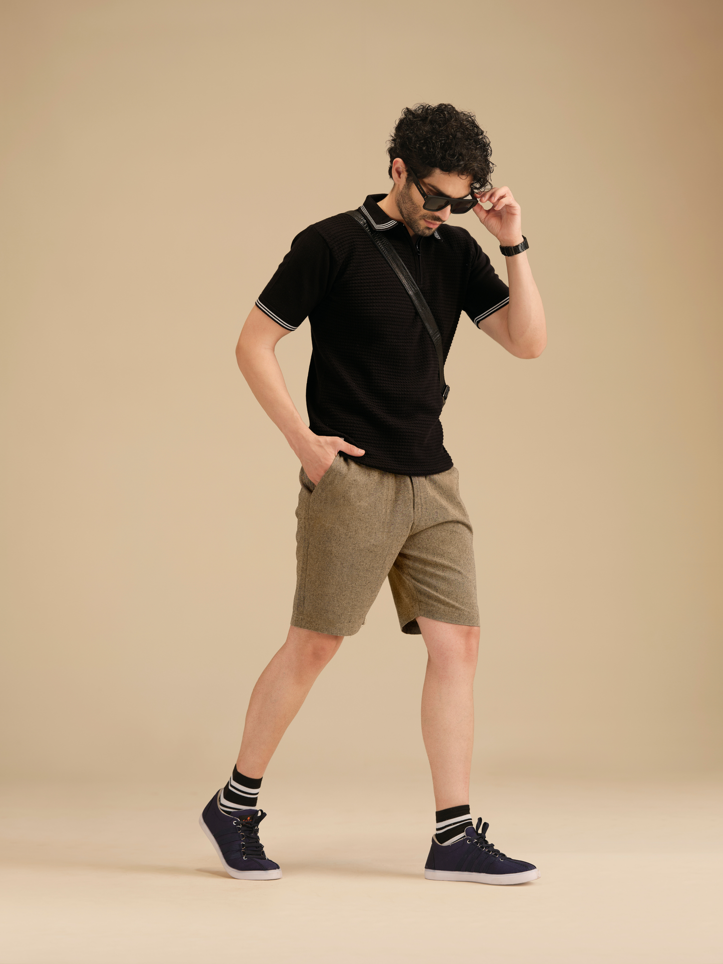 Men’s Linen Textured Cotton Shorts – Summer Casual Half Pants