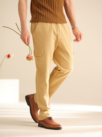 Men’s Beige Cotton Cargo Pants – Breathable Casual Trousers