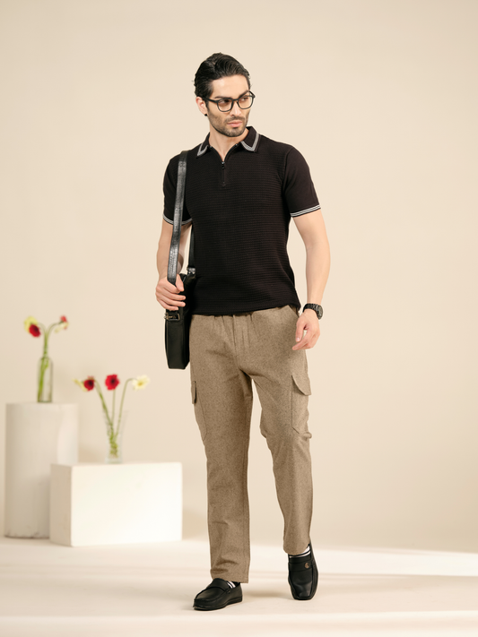 Men’s Relaxed Fit Cotton Cargo Pants – Linen Texture Trousers