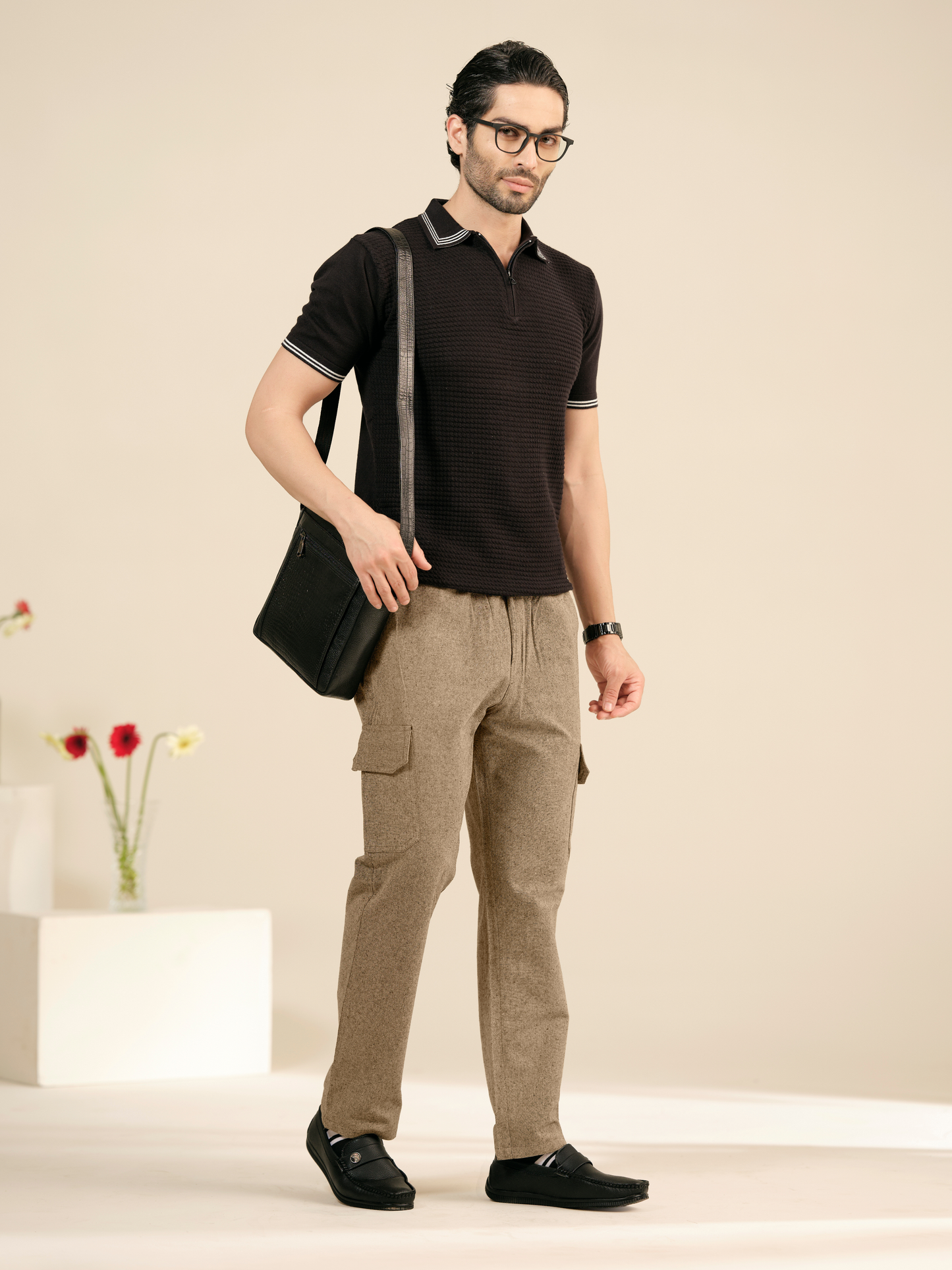 Men’s Relaxed Fit Cotton Cargo Pants – Linen Texture Trousers