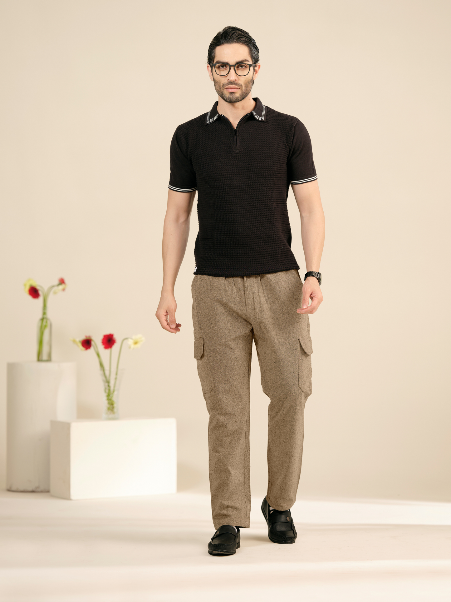 Men’s Relaxed Fit Cotton Cargo Pants – Linen Texture Trousers