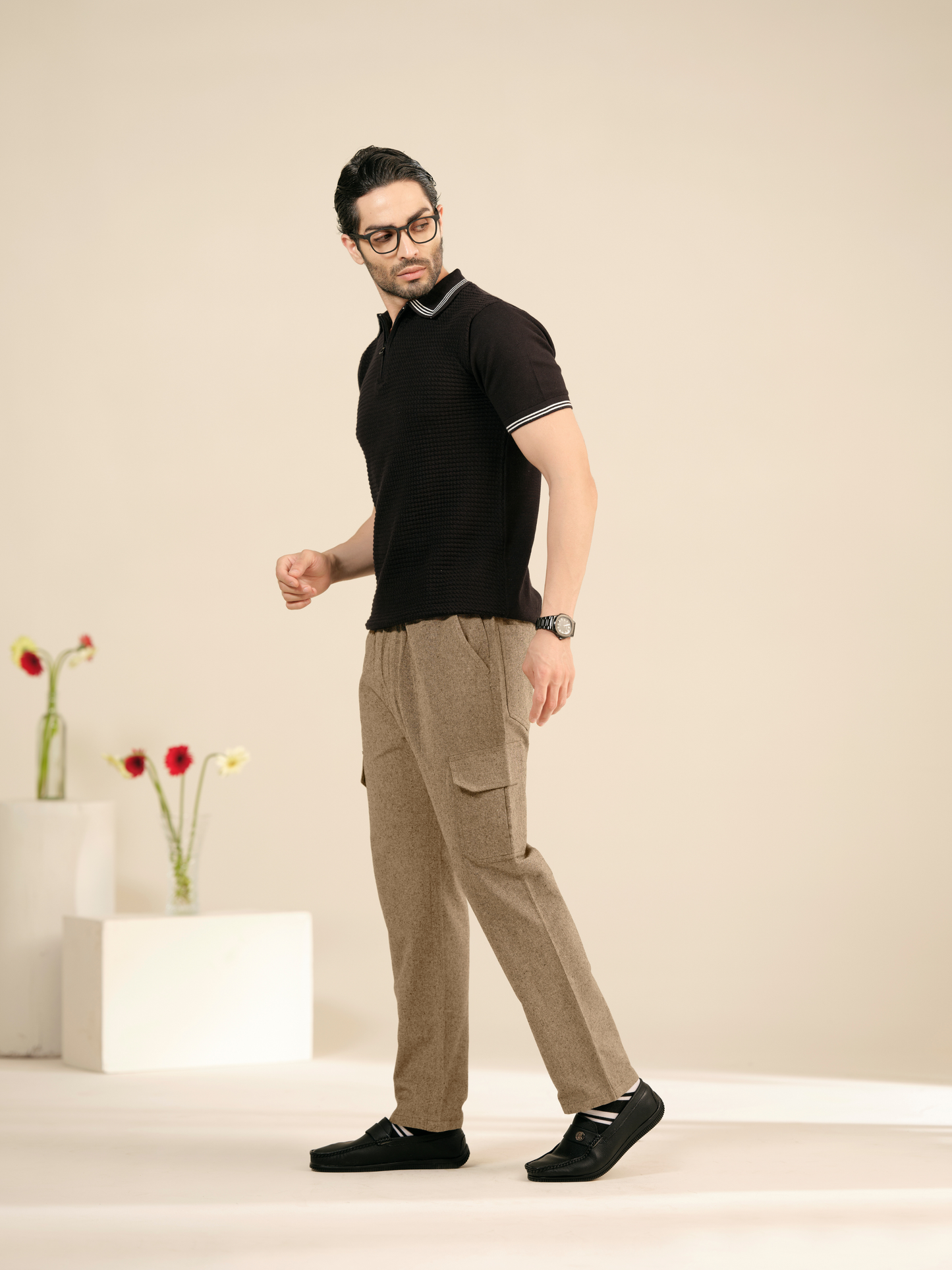 Men’s Relaxed Fit Cotton Cargo Pants – Linen Texture Trousers