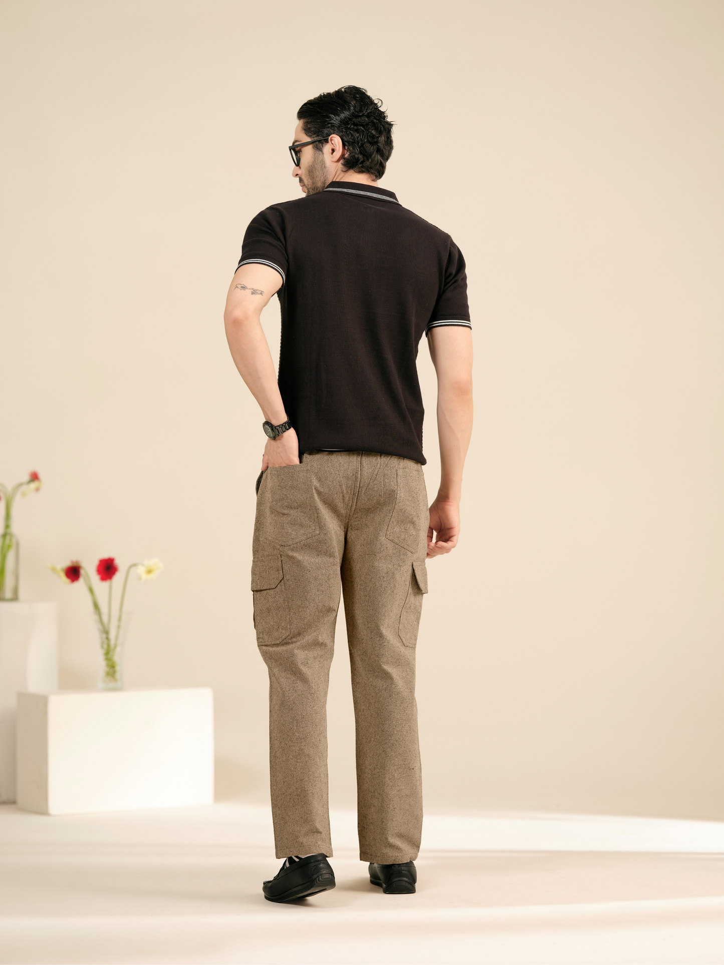 Men’s Relaxed Fit Cotton Cargo Pants – Linen Texture Trousers