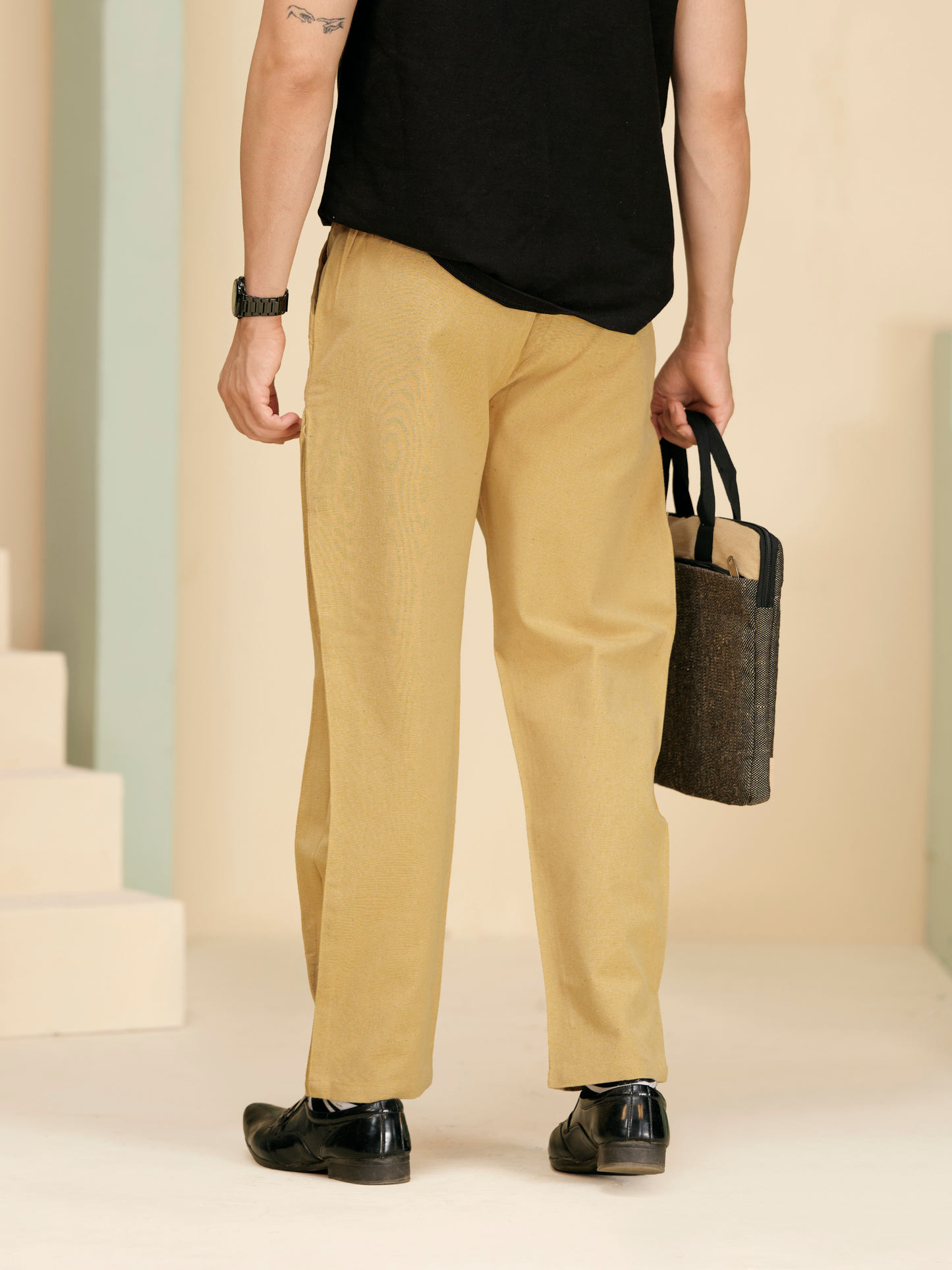 Men’s Cotton Casual Pants – Relaxed Fit Office wear Trousers