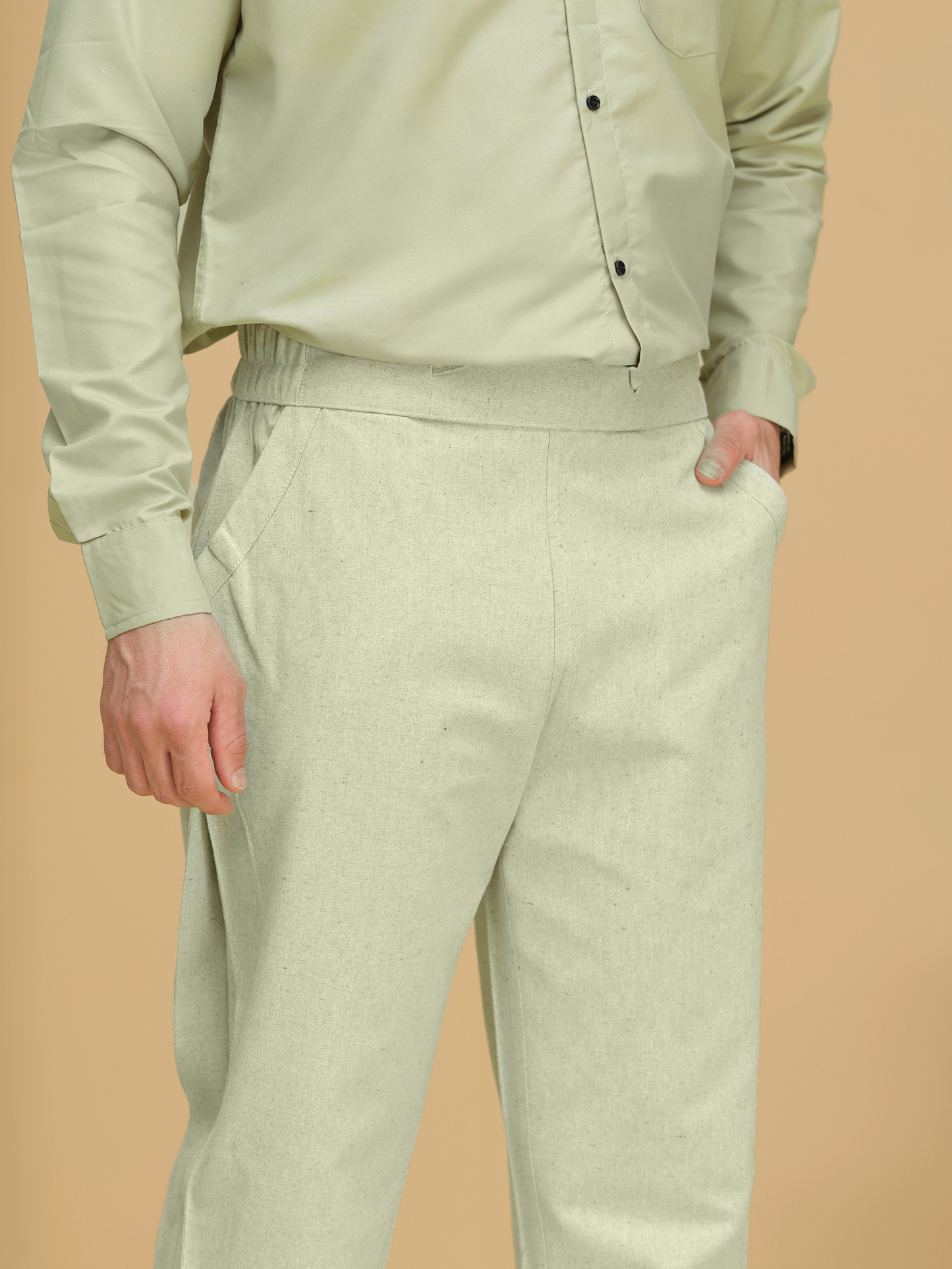 Men’s Cotton Linen Textured Summer Pants – Relaxed Fit Trousers