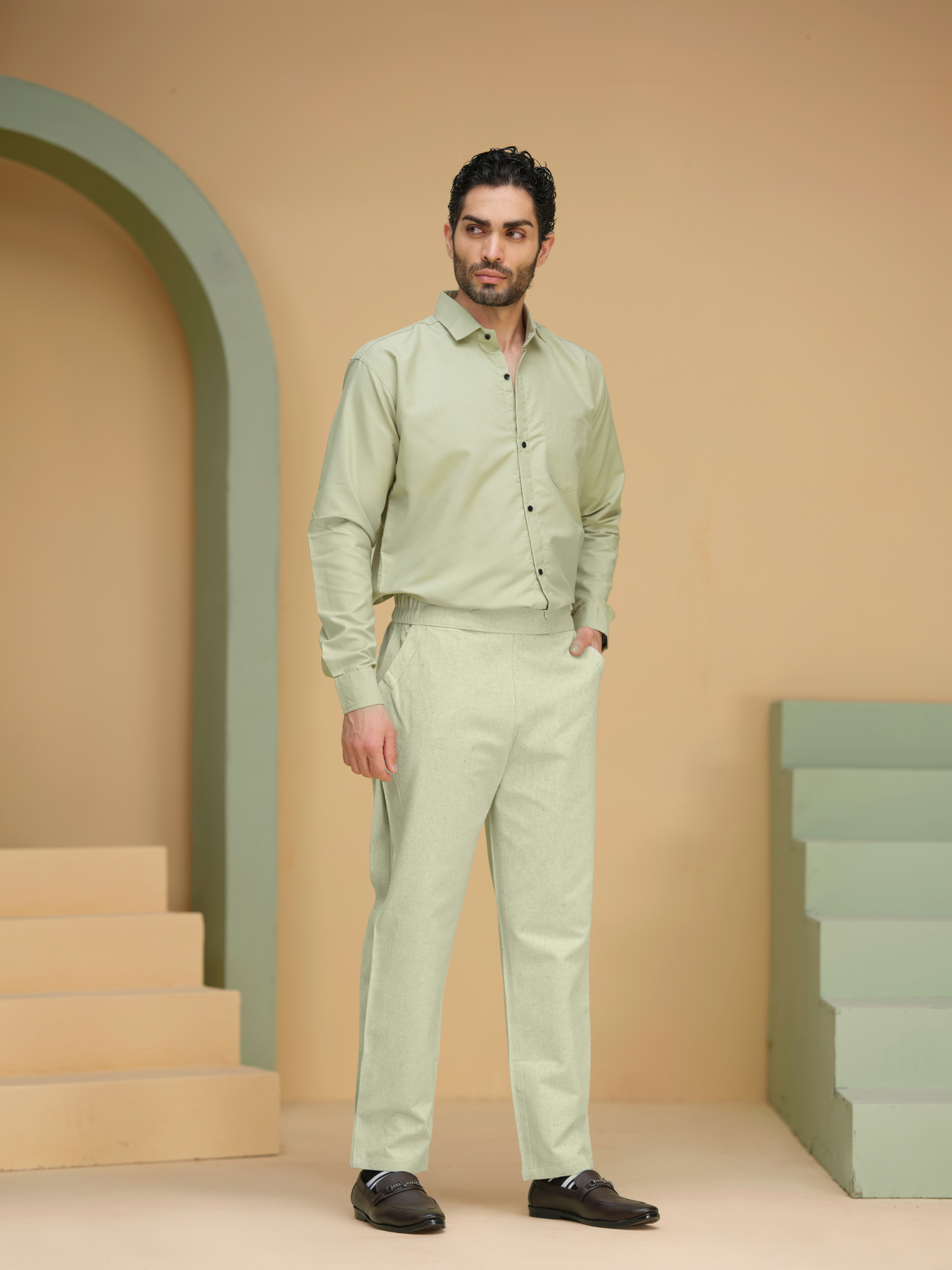 Men’s Cotton Linen Textured Summer Pants – Relaxed Fit Trousers