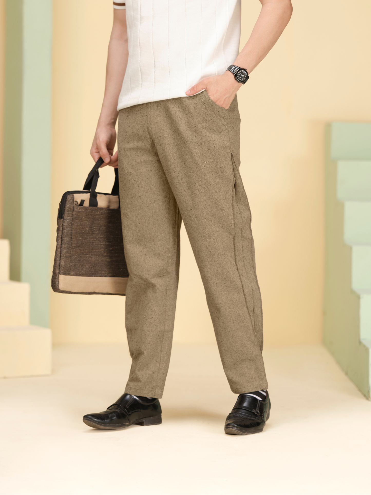 Cotton Casual Pants for Men – Breathable Linen Texture Trousers
