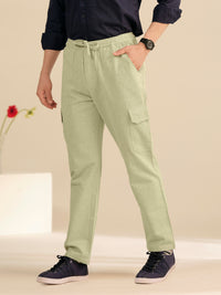 Men’s Cotton Linen Textured Cargo Pants – Relaxed Fit Casual Trousers