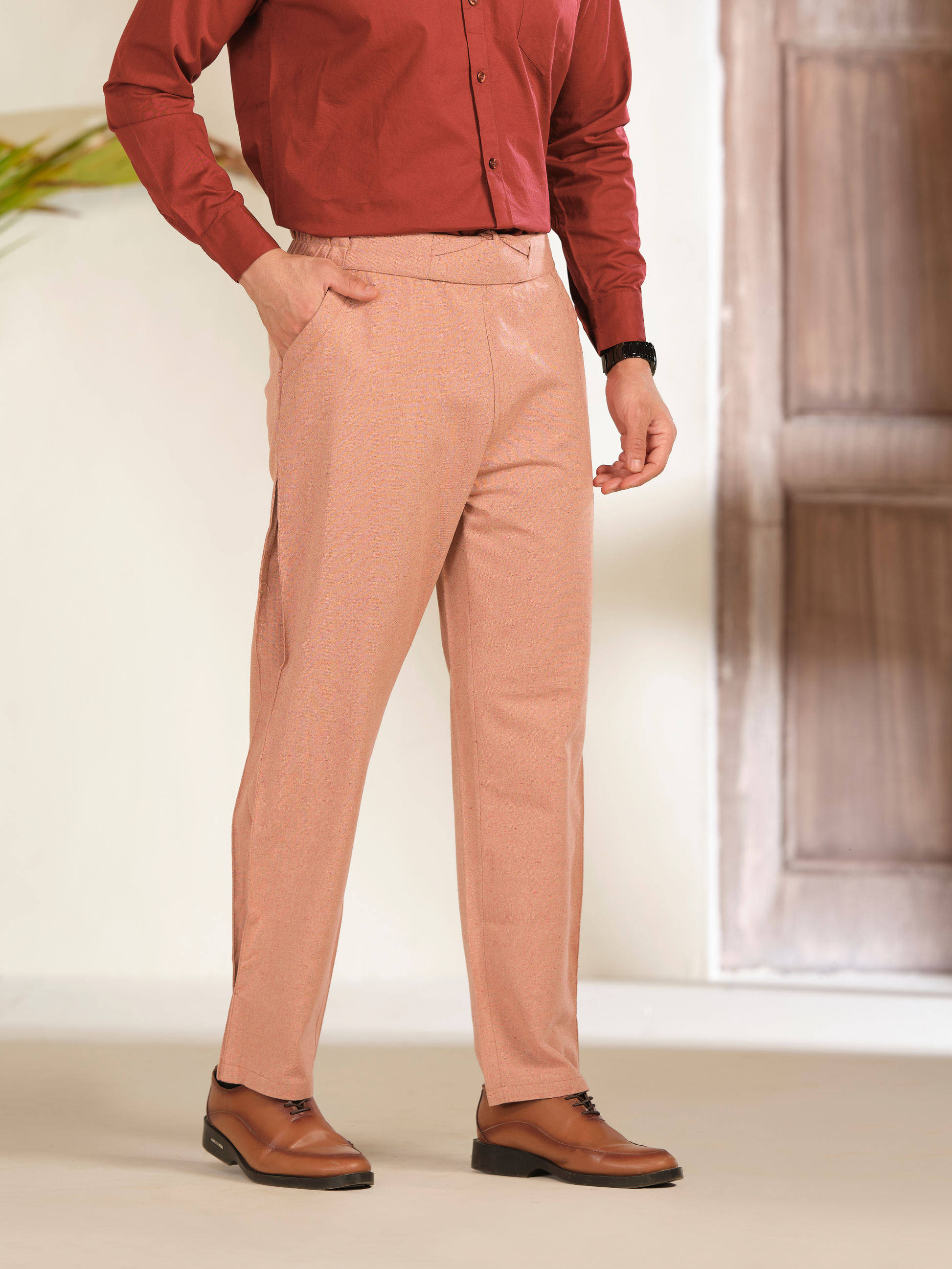Cotton Pants for Men – Relaxed Fit Linen Texture Summer Trousers