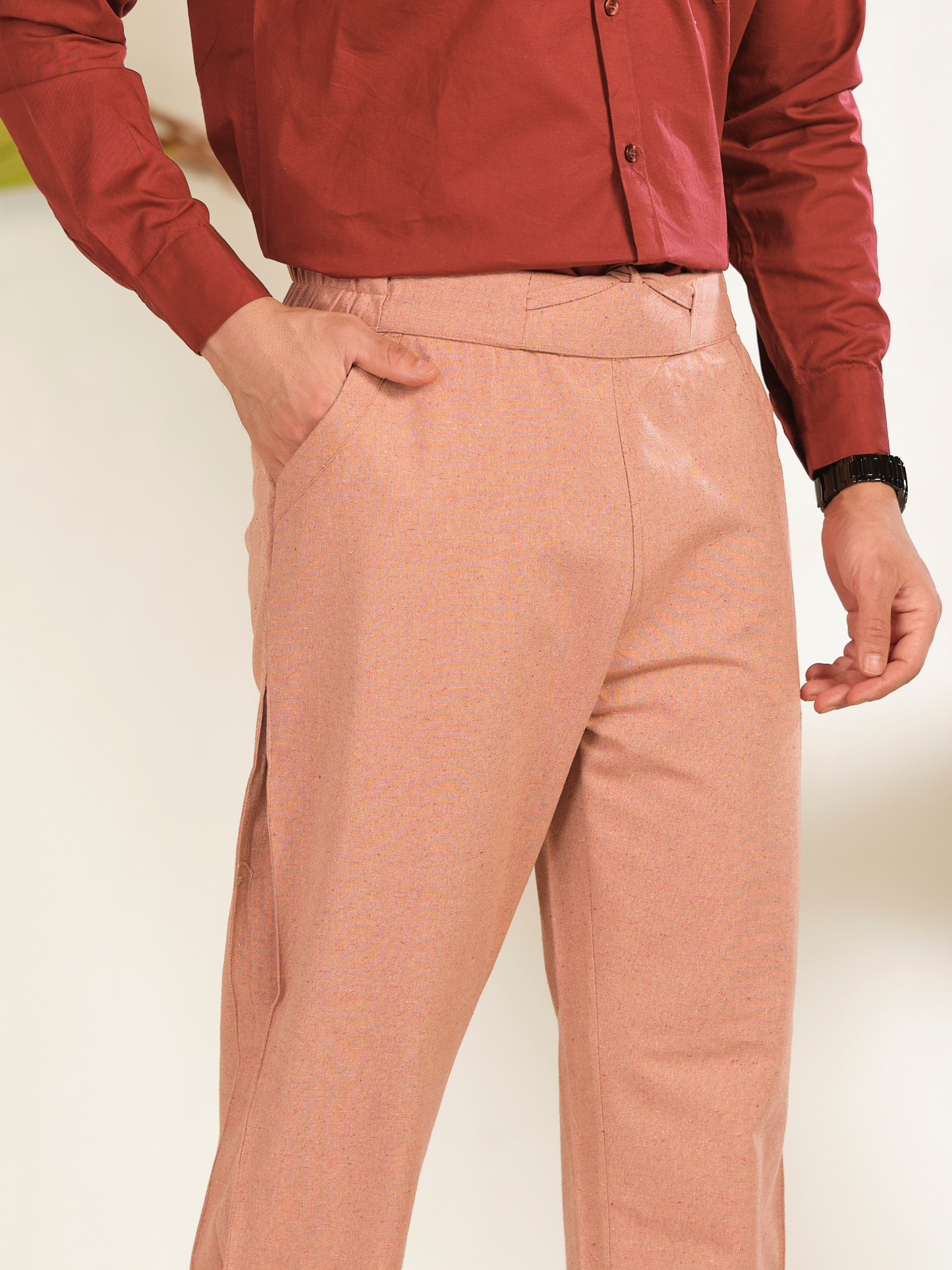 Cotton Pants for Men – Relaxed Fit Linen Texture Summer Trousers